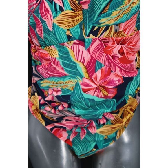 KONA SOL 16W FLORAL PRINT BRAIDED BACK ONE PIECE SWIMSUIT - Picture 5 of 9